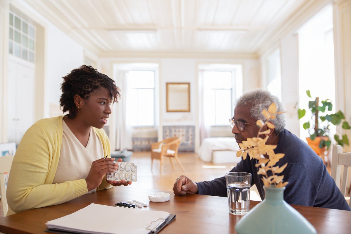 Compassionate caregiver with client